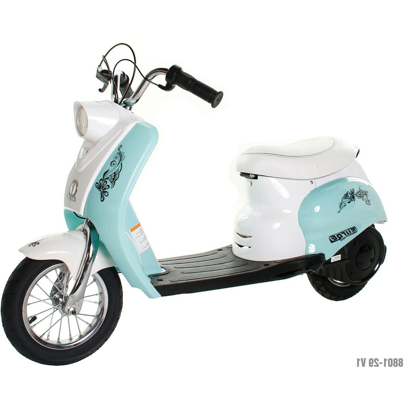 surge girls 24v city scooter white teal